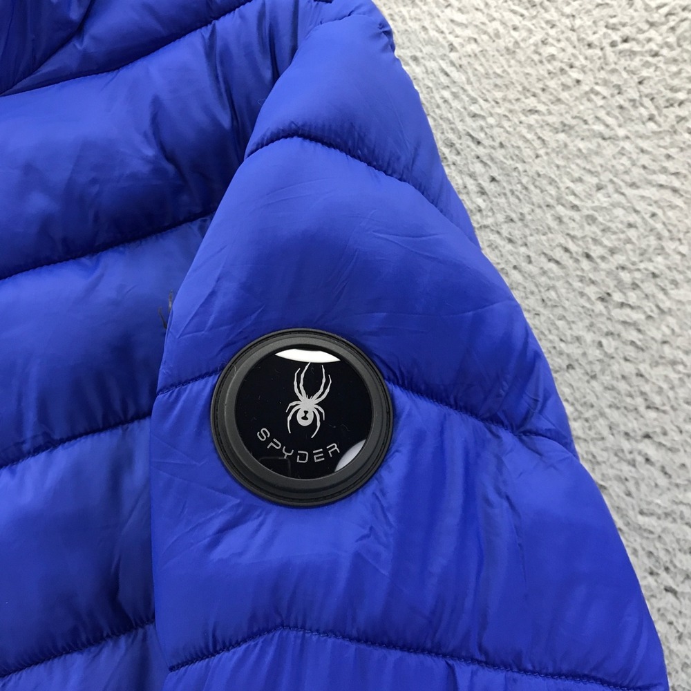 Spyder Jacket Men Large Blue Puffer Thermo Hydro Pro Web Insulated Hood Gorpcore - Picture 5 of 16